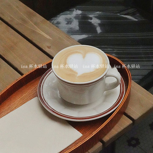 日式ins复古f浮雕陶瓷咖啡杯vintage棕色线条拿铁杯下午茶杯碟