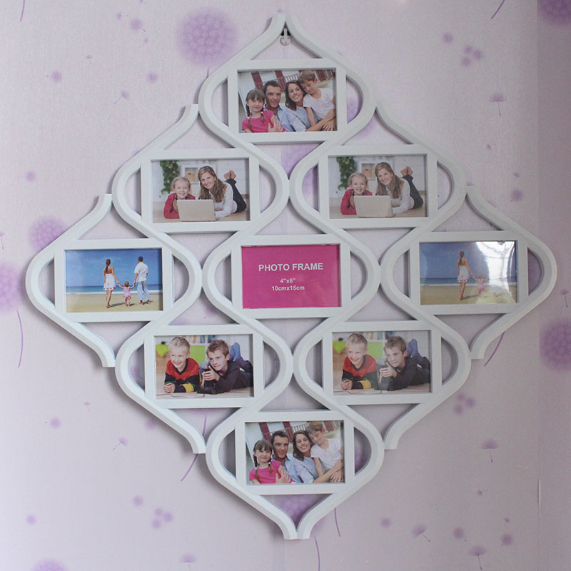 菱形九宫格中国风创意6寸v横竖挂墙相框连体多框客卧简约照片