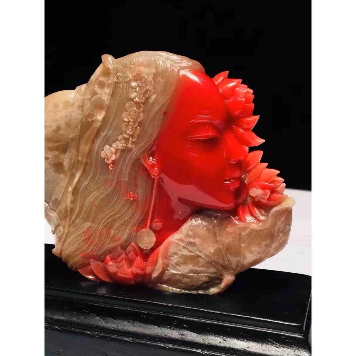 寿山石印章美女摆件篆刻鸡血石印章姓名章老挝印章田黄石瑞兽貔貅