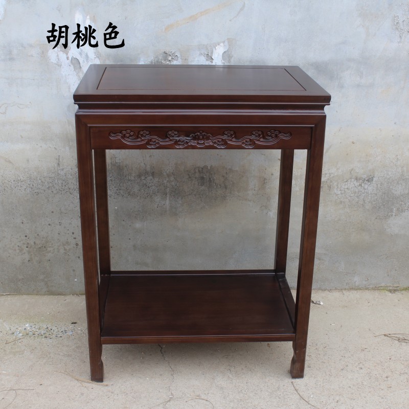 全实木盆景桌中式鱼缸桌奇石桌花几桌G胡桃色置物架简约古典边桌