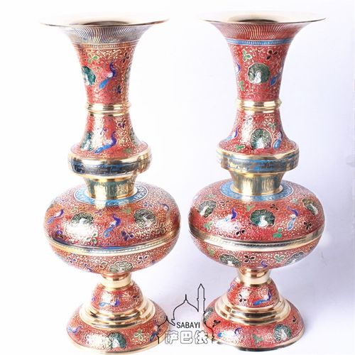 印度花瓶 现代时尚工艺礼品摆件  艺术古L典仿古 如意铜花瓶对瓶