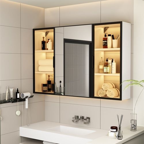 全铝合金浴室镜柜挂墙式卫生间浴室镜洗手间镜子R置物架收纳储物