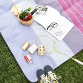 清货啦 防潮垫户外便携粉条纹防水 野餐垫郊游旅行紫色绒布闭店