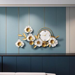 现代简约新款装饰挂件沙发时钟电视背景墙钟表客厅挂钟石英钟2024