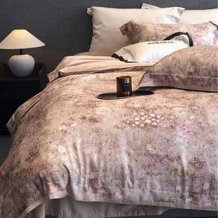 经典 秋冬超细旦天丝磨毛四件套高端油画印花裸睡亲肤被套1.8m床品