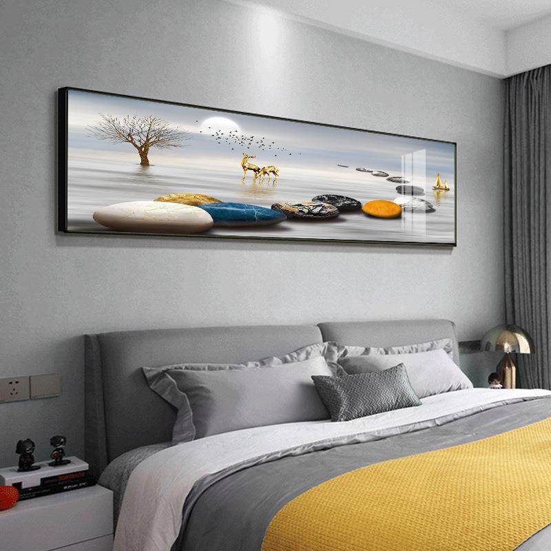 石来运转卧室床头装饰画客厅墙画横板壁画现代轻奢大气挂画轻奢风
