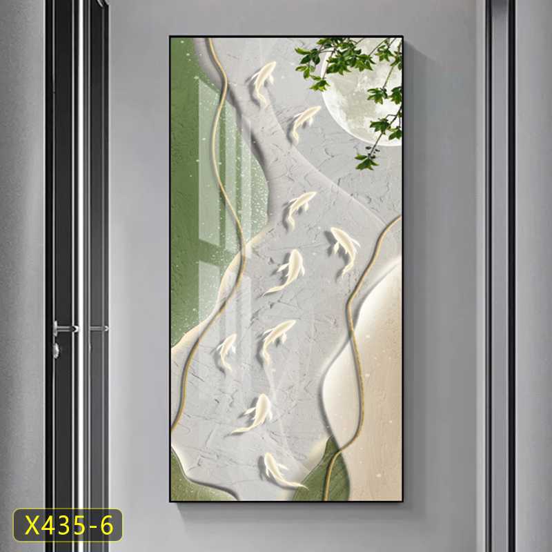 九鱼图入户玄关装饰画现代轻奢走廊过道挂画简约客厅正对门壁画