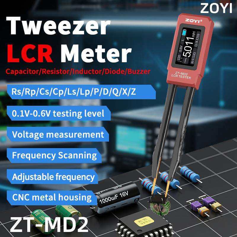 ZOYI众仪LCR镊子电桥ZT-MD2 智能数字贴片电阻电感电容元器件测试