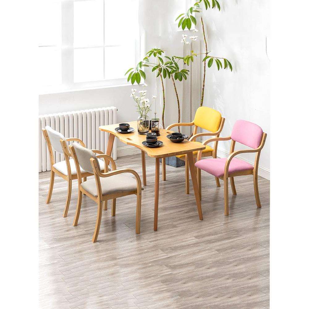 fc实木餐椅靠背扶手老年椅子办公电脑会议餐厅家用书桌椅子单人椅