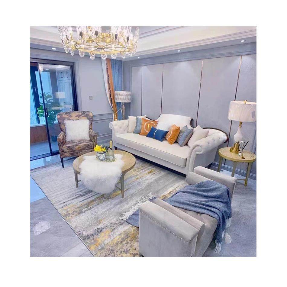 美式轻奢实木布艺沙发ART客厅设计师别墅影楼家具实木家具厂直销