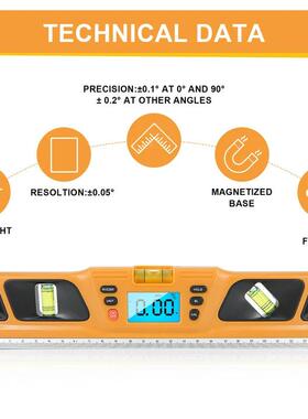跨境数显水平仪角度尺水平尺多功能数显角度尺 电子坡度仪HW-200