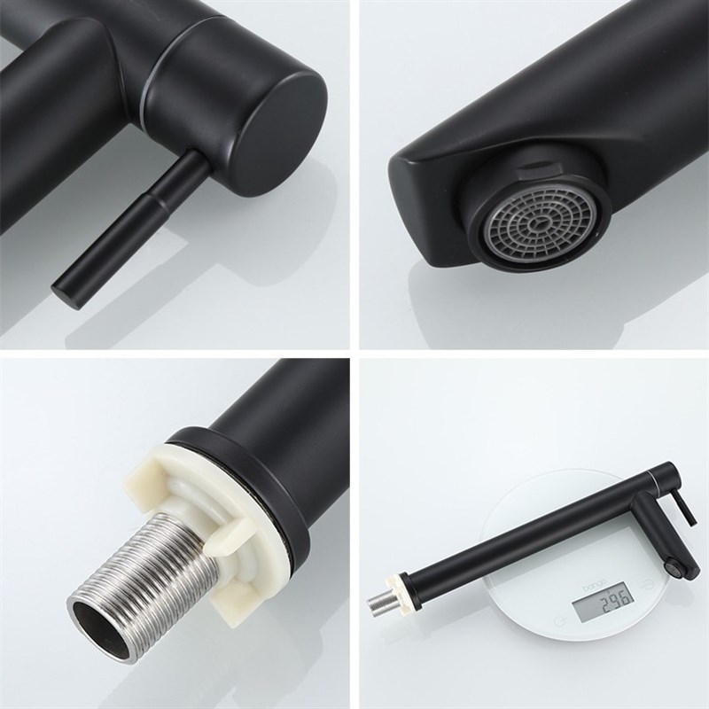 304不锈钢洗脸盆单冷水龙头厨房面盆单冷弯咀黑色面盆龙头厂家