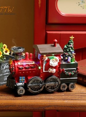 圣诞音乐亮灯装饰品蒸汽火车家居节D日氛围场景布置圣诞节礼物摆