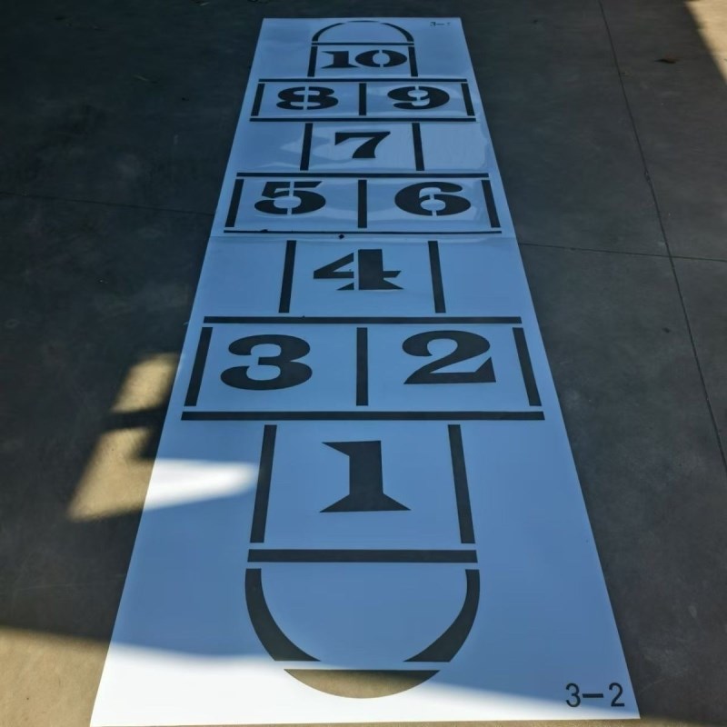 校园地面喷绘h定制游戏彩绘镂空喷漆模板跳格子数字镂空模板
