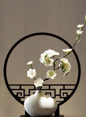 新中式摆件高端大气酒柜腊梅禅意古风G玄关家居茶桌客厅酒柜装饰