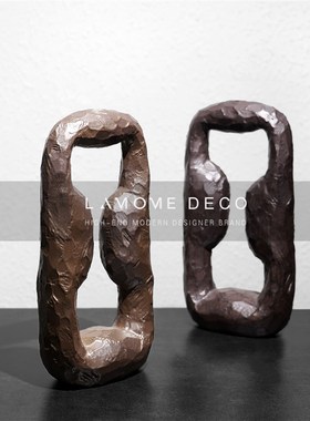 简约现代创意黑色陶o瓷天工家居摆件样板房酒店大堂客厅玄关装饰