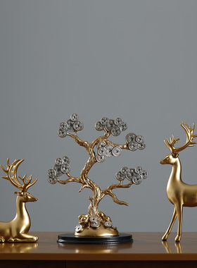 创意玄关客厅装饰摆件发财树电视C柜摆设工艺品办公室桌面简约现