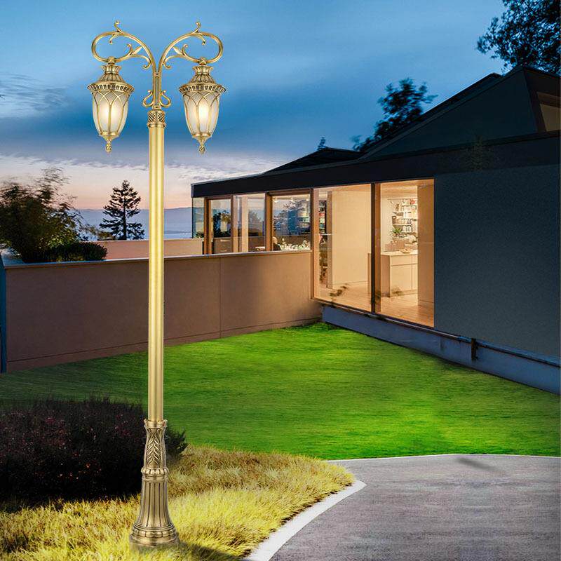 欧式双头全铜庭院灯户外防水园林景观灯小区别墅道路照明led路灯