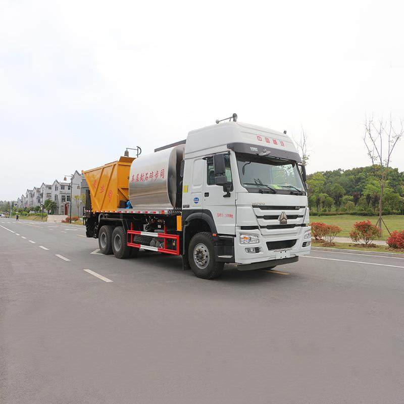 重汽HOWO同步碎石封层铺路车 沥青芯片密封卡车 双层桨叶式搅拌器