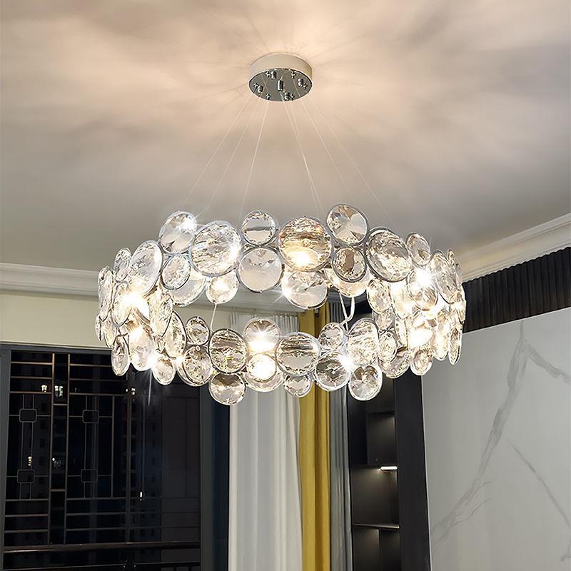 轻奢吊灯创意圆形水晶泡泡客厅水晶灯样板房展厅装饰别墅大灯新款