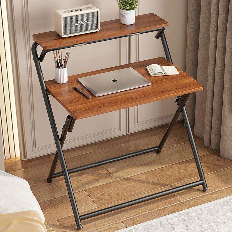 可折叠电脑桌简易书桌折叠桌学习桌家用办公桌卧室床边双层小桌子