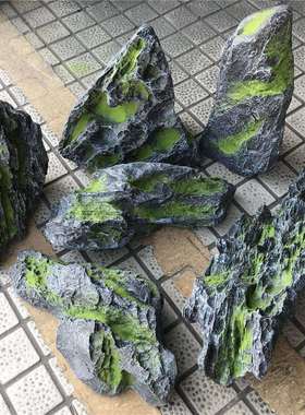 仿真灰色石头景观造景 庭院园林树脂玻璃钢英德石 仿真石头青苔