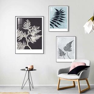 小美美式装饰画办公室书房玄关会客大厅多幅组合挂画复古绿植叶子
