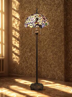 蒂凡尼紫色迷情蝴蝶花站立茶几酒吧咖啡餐厅卧室婚房别墅落地灯