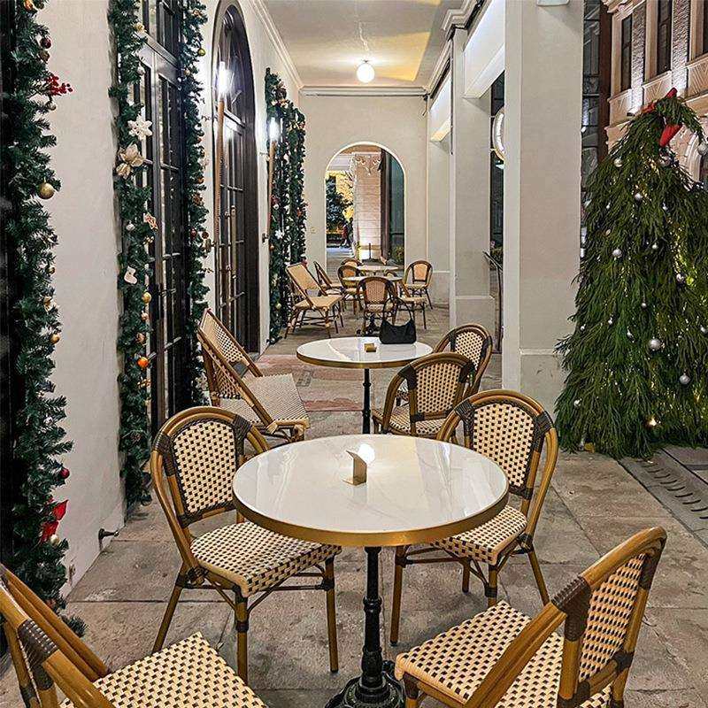 沃格特大理石金边桌子餐桌法式咖啡厅西餐厅奶茶店民宿桌椅组合