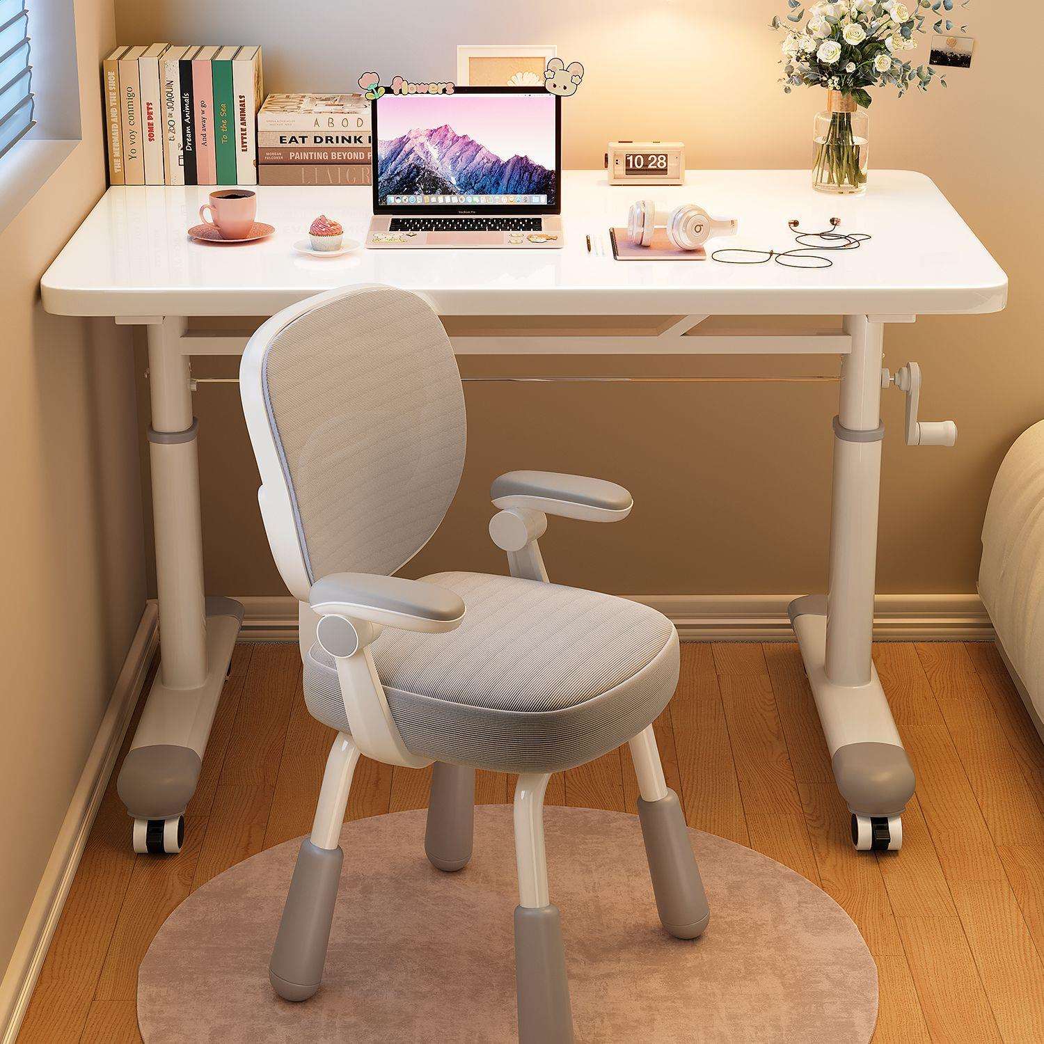 电脑桌学习桌可移动手摇升降桌学生家用学习桌书桌卧室家用笔记本