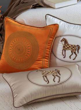 抱枕沙发客厅橙色马抱枕套不含芯轻奢靠垫车载靠枕现代简约靠背垫
