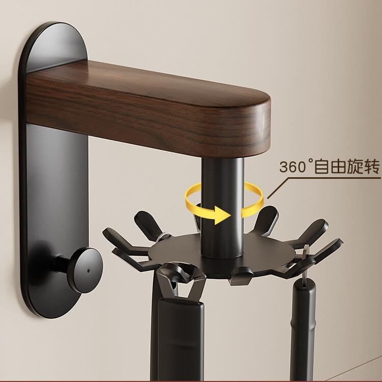 实木壁挂厨房挂钩旋转多功能勺子锅铲收纳架厨具置物架免打孔挂架