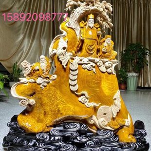 金丝楠木雕小叶桢楠福禄寿摆件乌木动物工艺品人物阴沉木根雕工艺