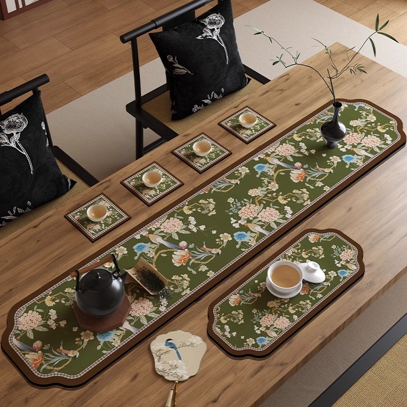 中古风吸水速干桌旗茶席轻奢高级感茶台I垫布茶几桌布茶桌隔热垫
