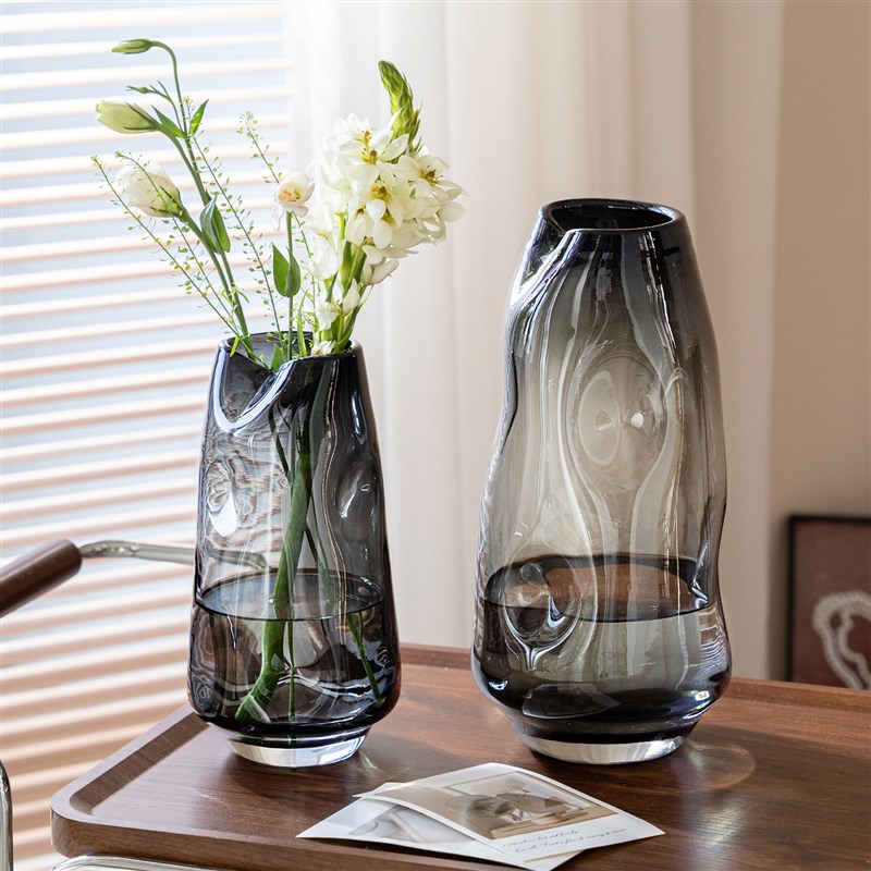花瓶摆件b客厅插花创意大口径异形玻璃透明水养鲜花高级感餐桌装