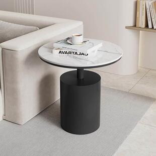 北欧沙发边几轻奢高级感客厅边柜置物架极简设计师圆桌小茶几黑色