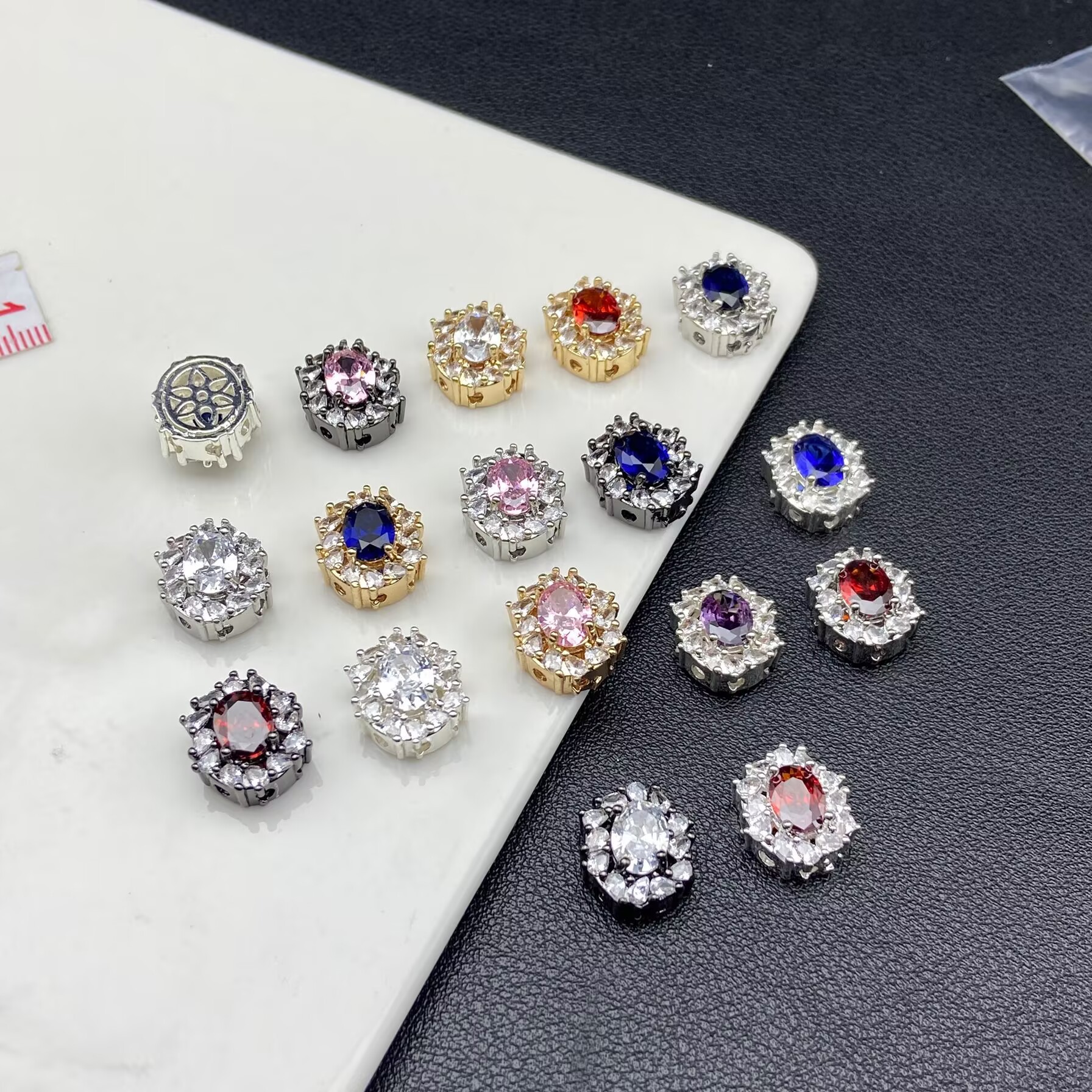 高保色满钻大颗粒锆石镂空多通孔魔盒DIY饰品配件水晶珠宝文玩串