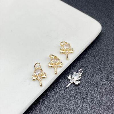 强保色镶锆石天使翅膀 新款巴洛克仙女爱心魔法小权杖水晶diy配件