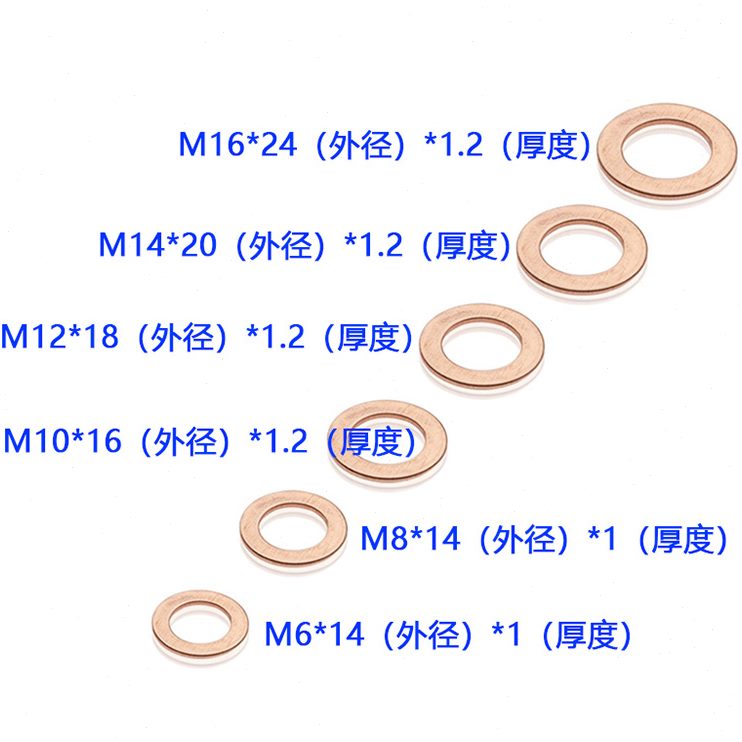 铜垫片MMM密封  铜平垫片 M6垫圈M10密封圈1412件套M8  110 16
