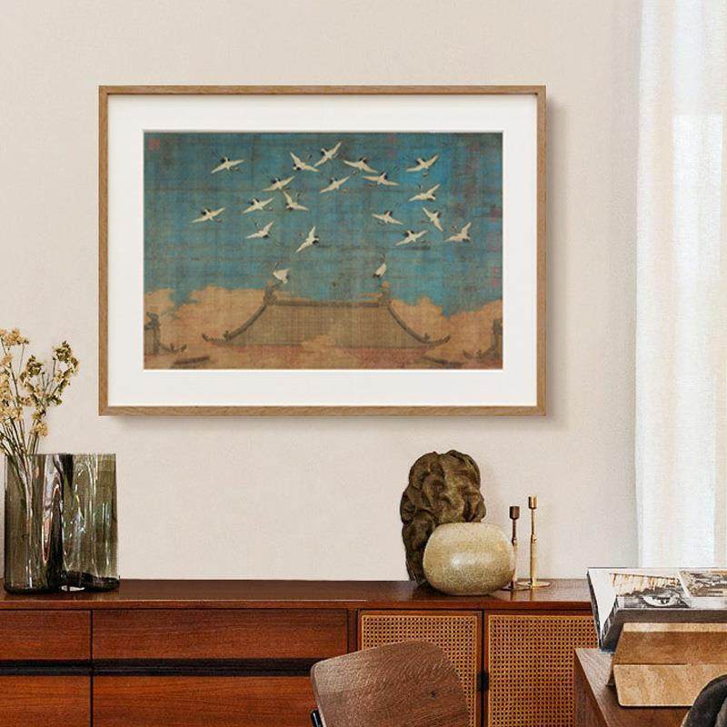 宋徽宗《瑞鹤图》新中式客厅玄关实木装饰画茶室丘山工艺床头挂画,鲜花速递/花卉仿真/绿植园艺,割草机/草坪机,淘宝优惠券,粉丝福利购,淘宝优惠卷