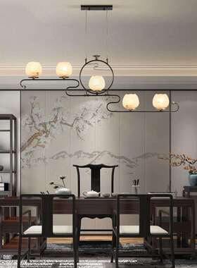 全铜吊灯新中式禅意餐厅吊灯现代中国风创意餐桌灯书房灯茶室灯具