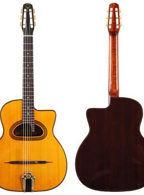 橙色大嘴云杉单板玫瑰木41寸6弦吉普赛亮光吉他专业演出民谣吉他