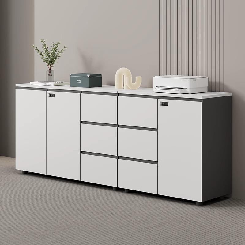 文件柜矮柜木质免拉手带锁抽屉资料柜储物柜茶水柜办公室落地边柜