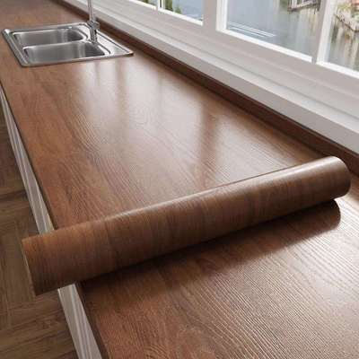 特厚耐高温厨房膜粘防水贴防火台面木纹墙纸灶台防油贴纸原木色自