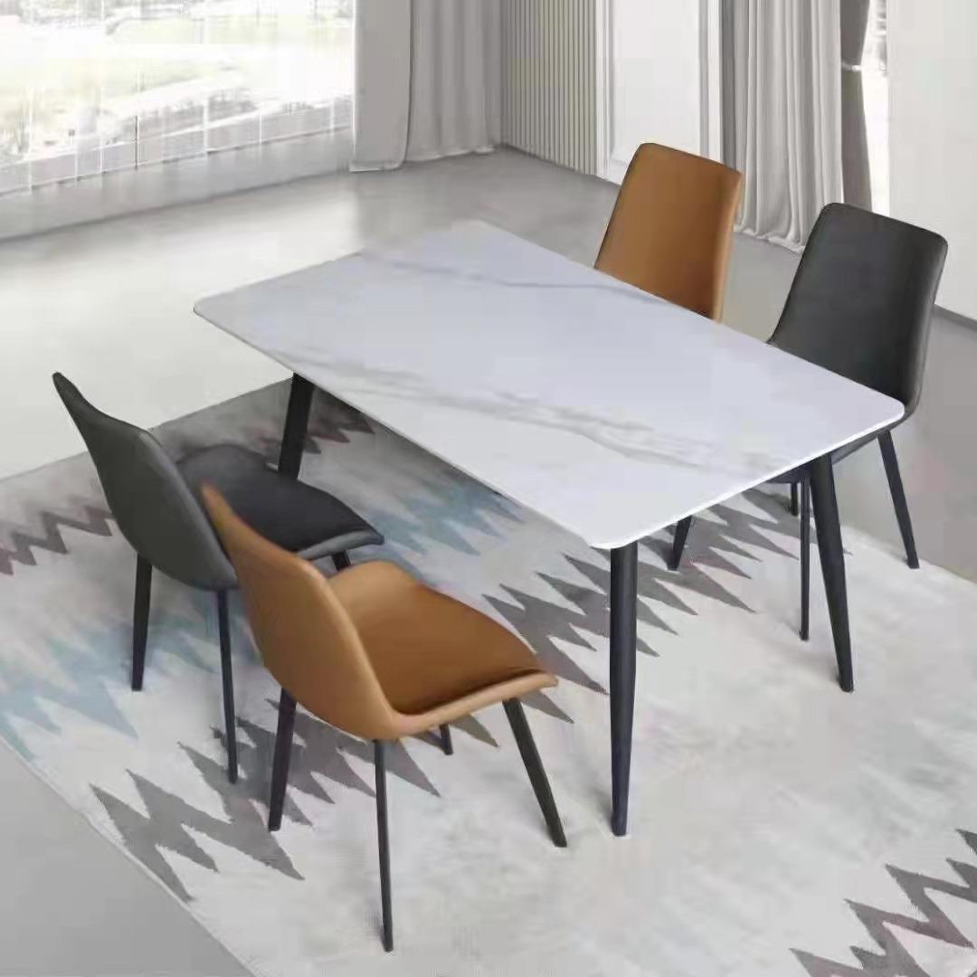 岩板餐桌椅组合现代简约家用小户型铝合金北欧长方形意式极简饭桌