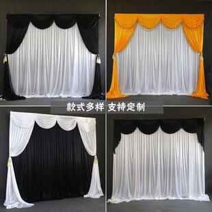 白事灵堂布置纱幔殡仪馆丧事葬礼幕布灵棚孝堂黑白背景布装饰布幔