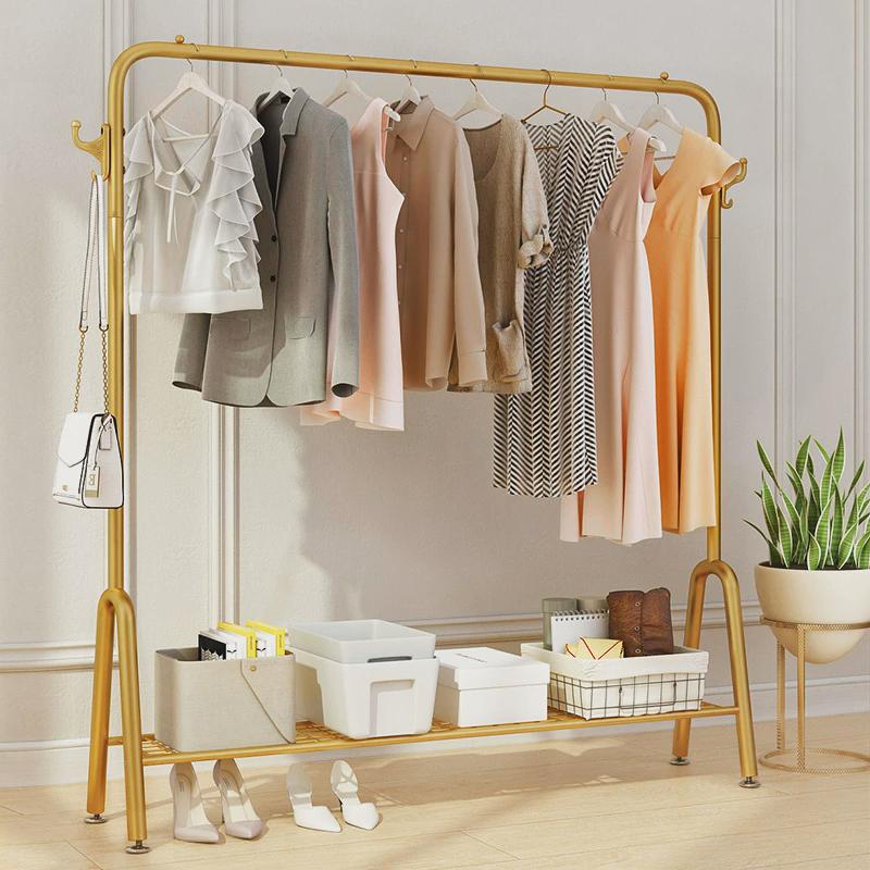 轻奢挂衣落地室内晒衣架阳台晾y衣架架子卧室家用简易单杆式衣帽