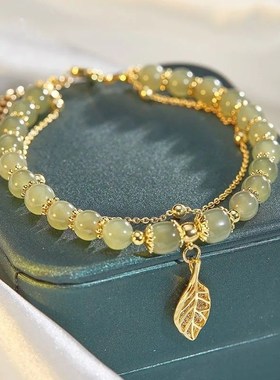 ventffill金色女式和田玉手炼叶