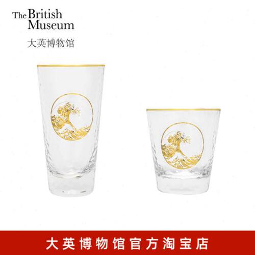 浮雕新品川神奈水杯礼物创意玻璃杯透明浪里大英博物馆冲纹理