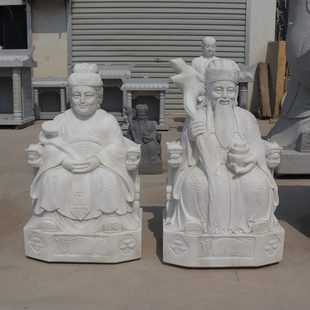 石雕土地公土地婆雕塑青石土地爷山神祠堂寺院土地庙供奉神像摆件